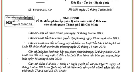Ủy quyền cho UBND Thành phố Hồ Chí Minh cấp work permit cho doanh nghiệp cấp Bộ